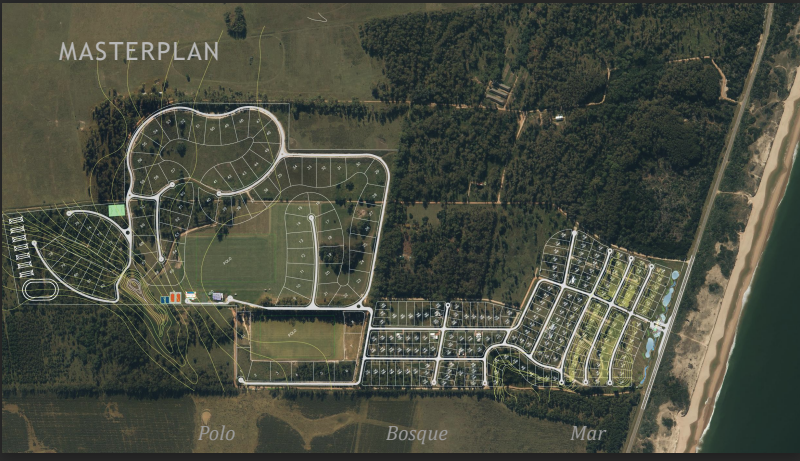 Masterplan de Punta Polo mostrando las tres zonas: Polo, Bosque y Mar